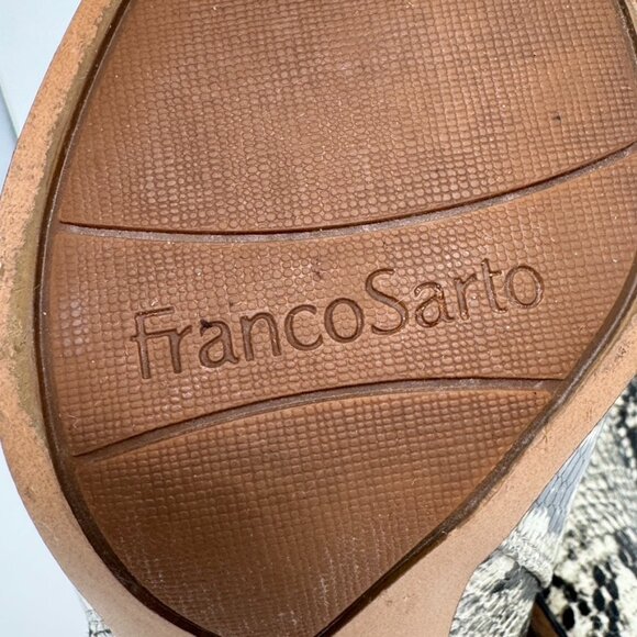 Franco Sarto Womens Cream Black Reptile Faux Leather Zip Heel Bootie Size 8 - Picture 10 of 10